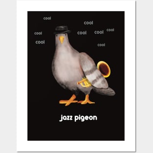 Jazz Pigeon (black back) Posters and Art